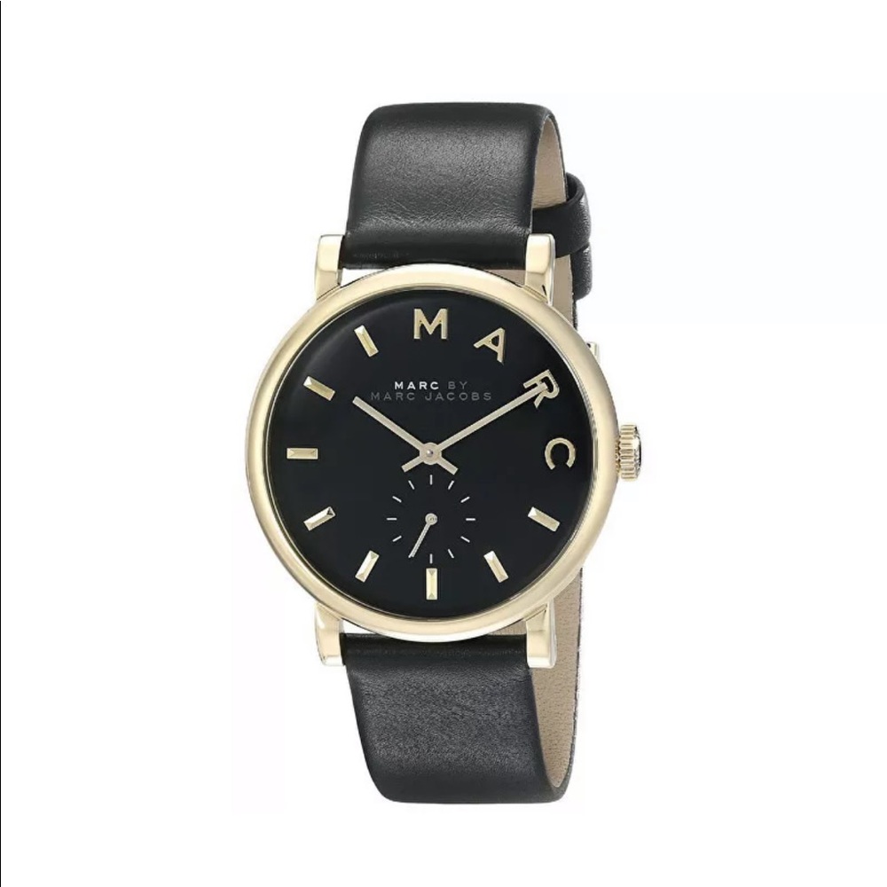 MARC by Marc Jacobs gold and black leather watch